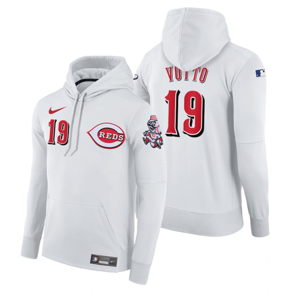 Men Cincinnati Reds 19 votto white home hoodie 2021 MLB Nike Jerseys